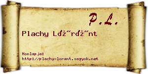 Plachy Lóránt névjegykártya