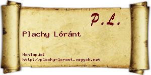 Plachy Lóránt névjegykártya